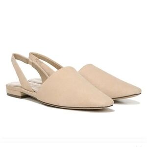Women Light suede  beige slingback flat shoes.